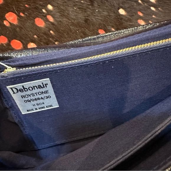 Vintage Debonair Roystone navy blue envelope style clutch - Picture 9 of 14